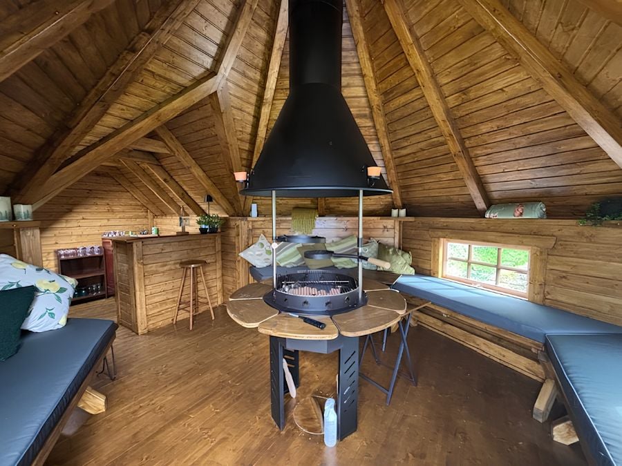 Inside a Finman BBQ Hut with bar extension