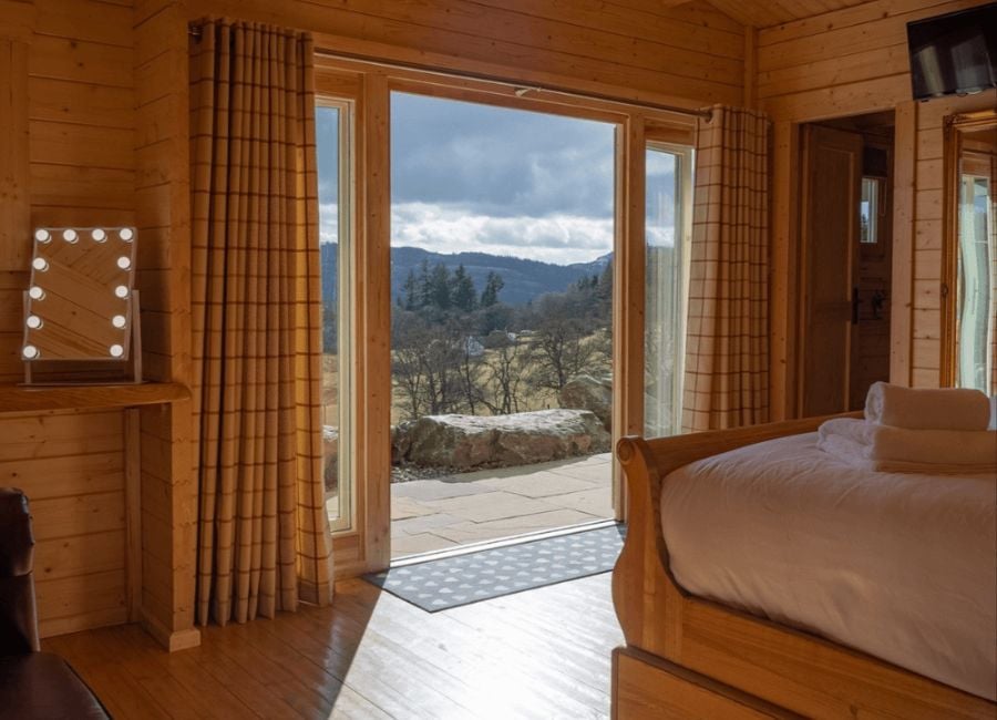 Bespoke log cabin living space